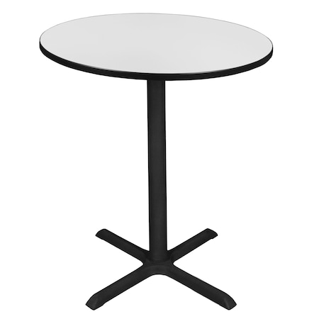 Cain Cafe Tables, 36 W, 36 L, 42 H, Wood, Metal Top, White